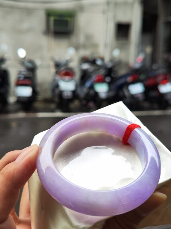 🌸 濃豔粉紫羅蘭正圈寬版厚庄手鐲｜天然緬甸玉A貨 🌸