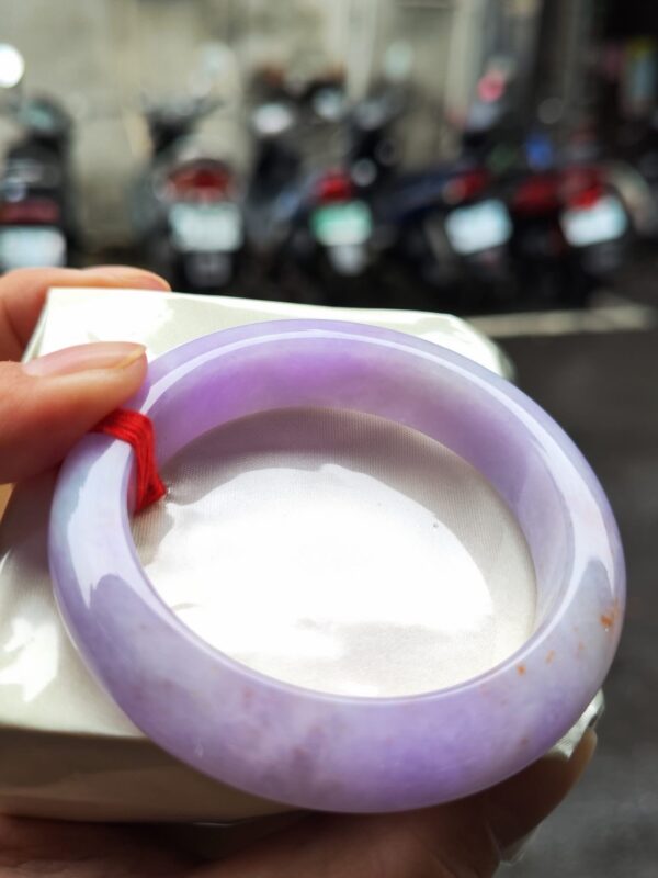 🌸 濃豔粉紫羅蘭正圈寬版厚庄手鐲｜天然緬甸玉A貨 🌸