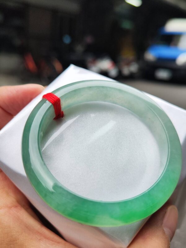 💎 緬甸玉A貨 冰種飄陽綠正圈手鐲 💎