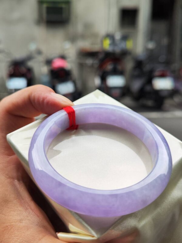 🌸 濃豔粉紫羅蘭滿色正圈手鐲｜天然緬甸玉A貨 🌸