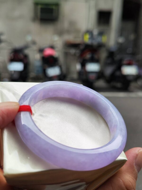 🌸 濃豔粉紫羅蘭滿色正圈手鐲｜天然緬甸玉A貨 🌸