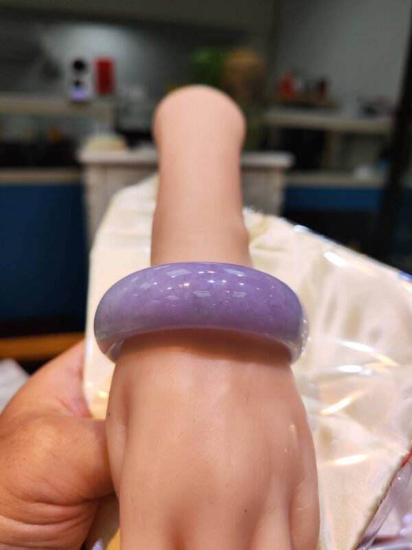 🌸 濃豔粉紫羅蘭寬版正圈手鐲｜天然緬甸玉A貨 🌸