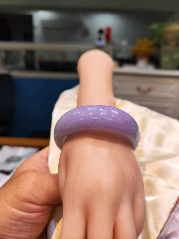 🌸 濃豔粉紫羅蘭寬版正圈手鐲｜天然緬甸玉A貨 🌸