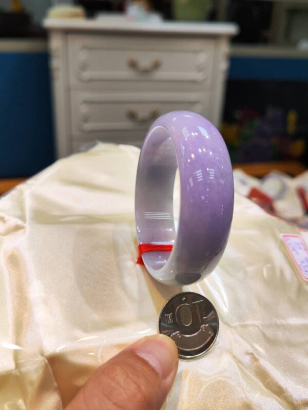 🌸 濃豔粉紫羅蘭寬版正圈手鐲｜天然緬甸玉A貨 🌸