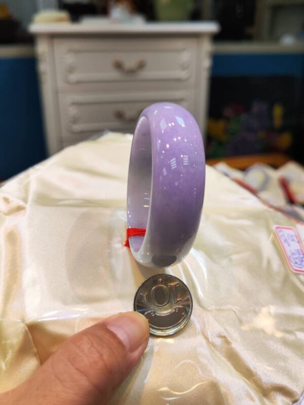 🌸 濃豔粉紫羅蘭寬版正圈手鐲｜天然緬甸玉A貨 🌸