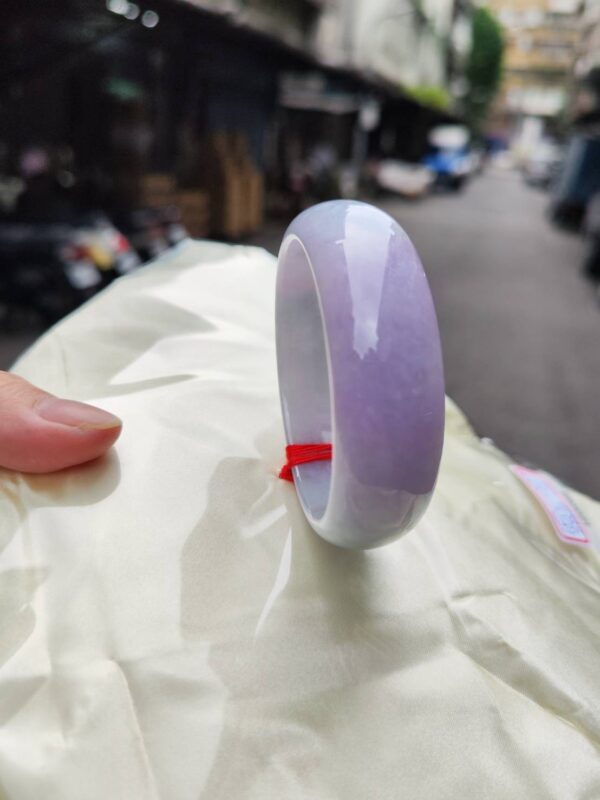 🌸 濃豔粉紫羅蘭寬版正圈手鐲｜天然緬甸玉A貨 🌸
