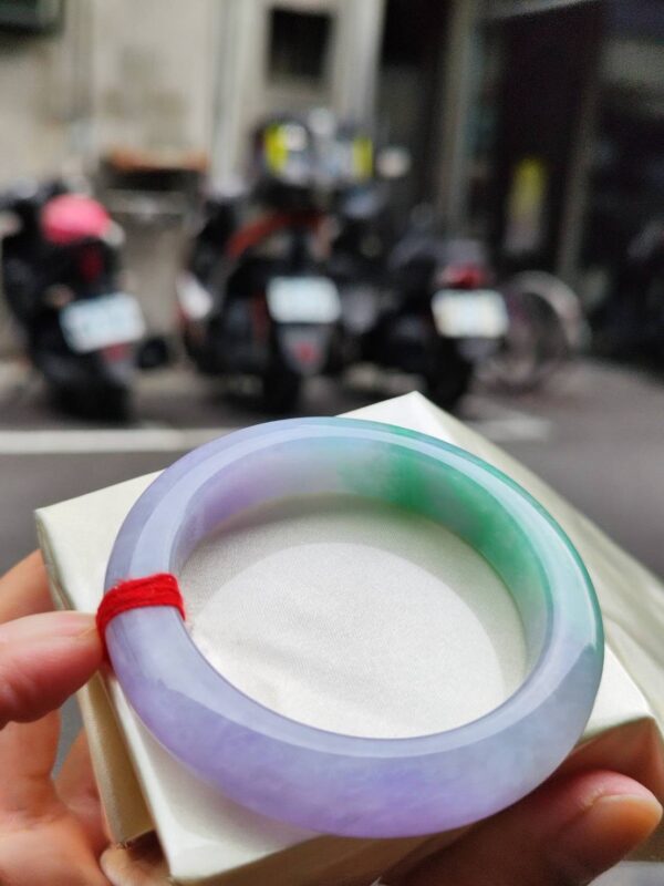 🌸 濃豔紫羅蘭春彩正圈手鐲｜天然緬甸玉A貨 🌸