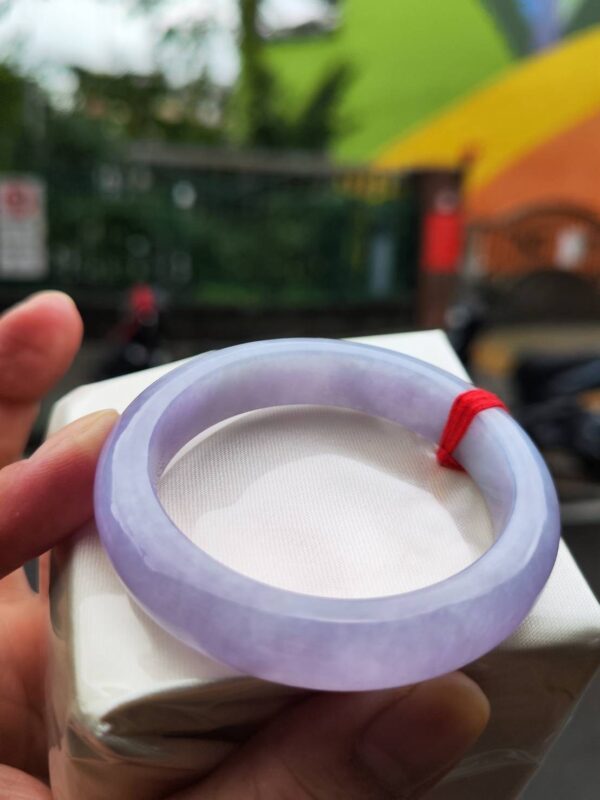 🌸 濃豔粉紫羅蘭滿色正圈手鐲｜天然緬甸玉A貨 🌸