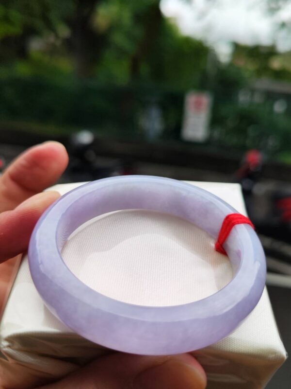 🌸 濃豔粉紫羅蘭滿色正圈手鐲｜天然緬甸玉A貨 🌸