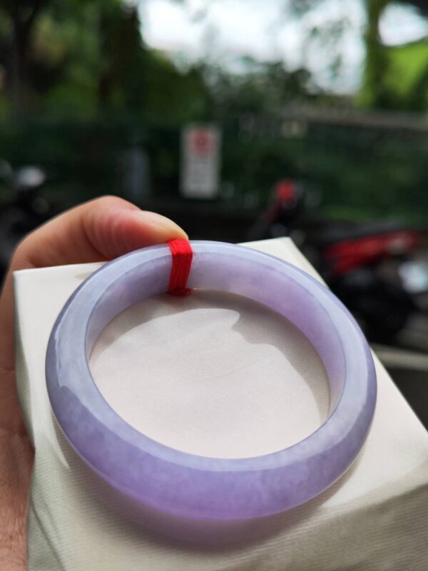 🌸 濃豔粉紫羅蘭滿色正圈手鐲｜天然緬甸玉A貨 🌸