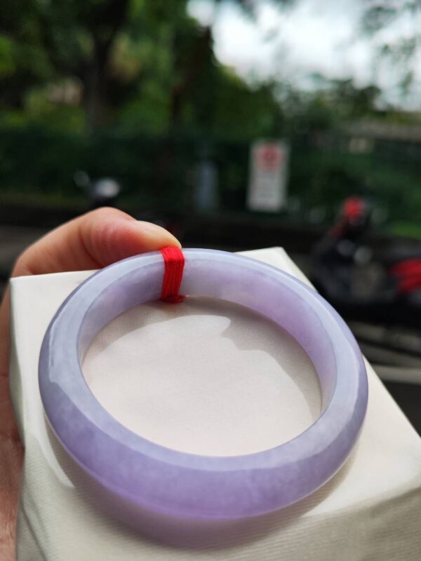🌸 濃豔粉紫羅蘭滿色正圈手鐲｜天然緬甸玉A貨 🌸