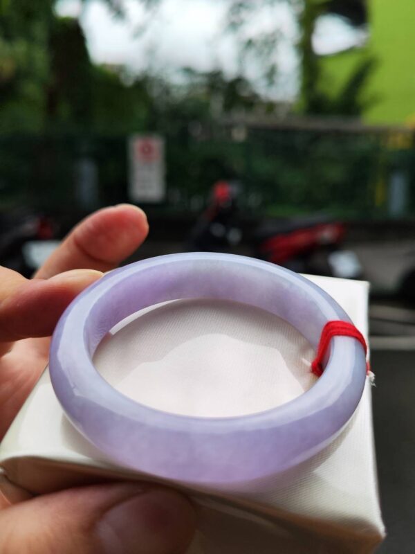 🌸 濃豔粉紫羅蘭滿色正圈手鐲｜天然緬甸玉A貨 🌸