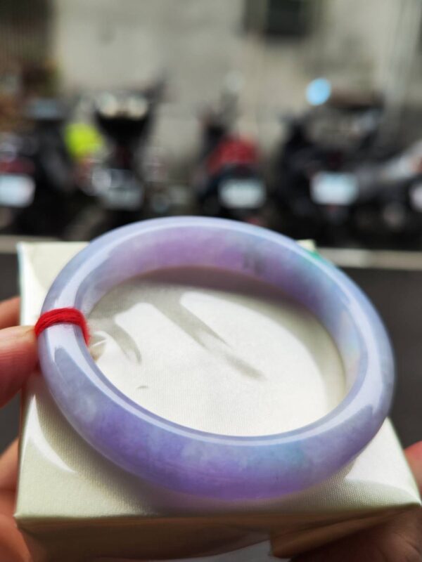 🌸 濃豔粉紫羅蘭春彩正圈手鐲｜天然緬甸玉A貨 🌸
