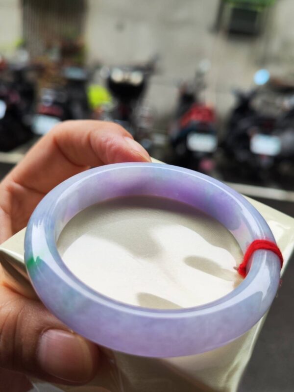 🌸 濃豔粉紫羅蘭春彩正圈手鐲｜天然緬甸玉A貨 🌸