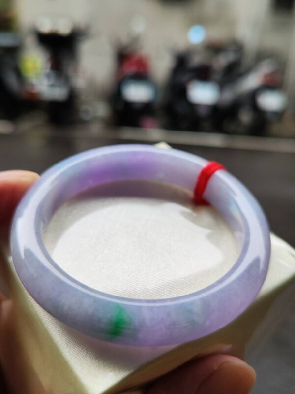 🌸 濃豔粉紫羅蘭春彩正圈手鐲｜天然緬甸玉A貨 🌸