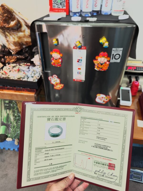 💎 緬甸玉A貨 冰種飄綠花正圈手鐲 💎