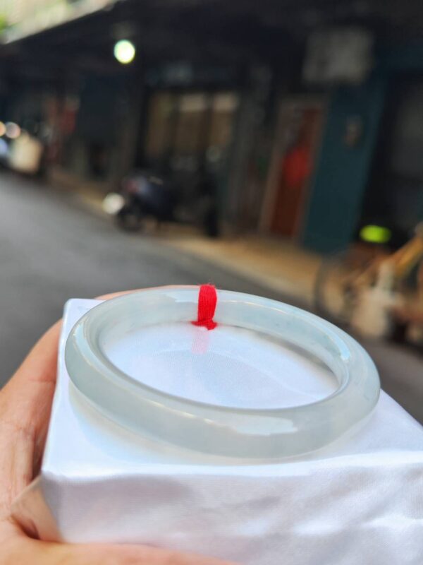 💎 天然緬甸玉A貨 放光玻璃種飄花圓骨正圈手鐲 💎