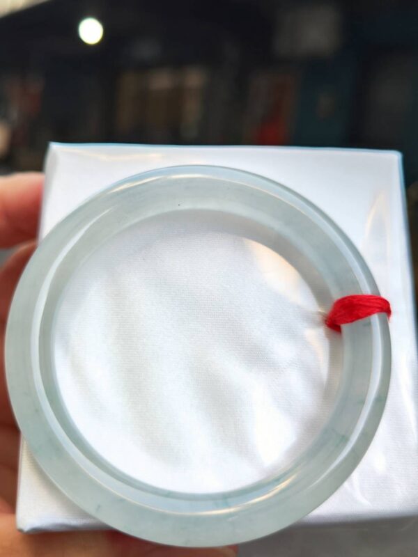 💎 天然緬甸玉A貨 放光玻璃種飄花圓骨正圈手鐲 💎