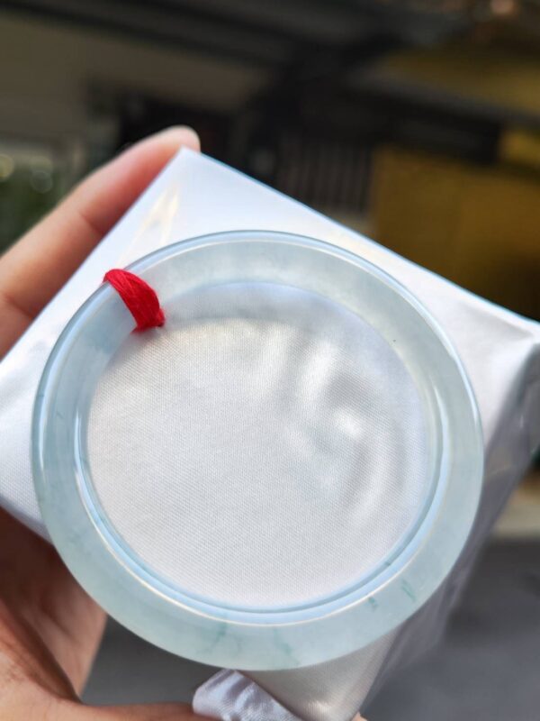 💎 天然緬甸玉A貨 放光玻璃種飄花圓骨正圈手鐲 💎