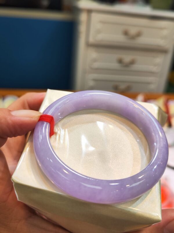 🌸 濃豔粉紫羅蘭滿色正圈手鐲｜天然緬甸玉A貨 🌸
