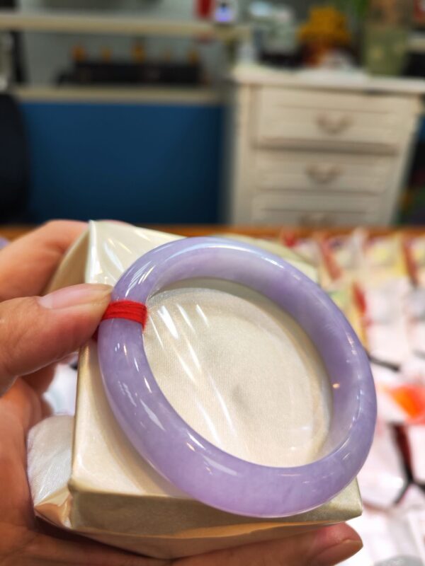 🌸 濃豔粉紫羅蘭滿色正圈手鐲｜天然緬甸玉A貨 🌸