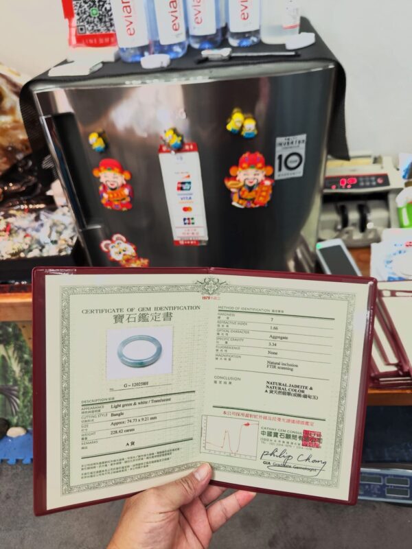 💎天然緬甸玉A貨 飄綠花圓骨正圈手鐲 💎