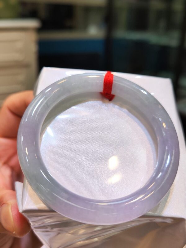 🌸 冰種淡紫羅蘭春彩圓骨正圈手鐲｜天然緬甸玉A貨 🌸