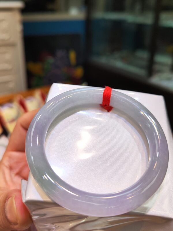 🌸 冰種淡紫羅蘭春彩圓骨正圈手鐲｜天然緬甸玉A貨 🌸