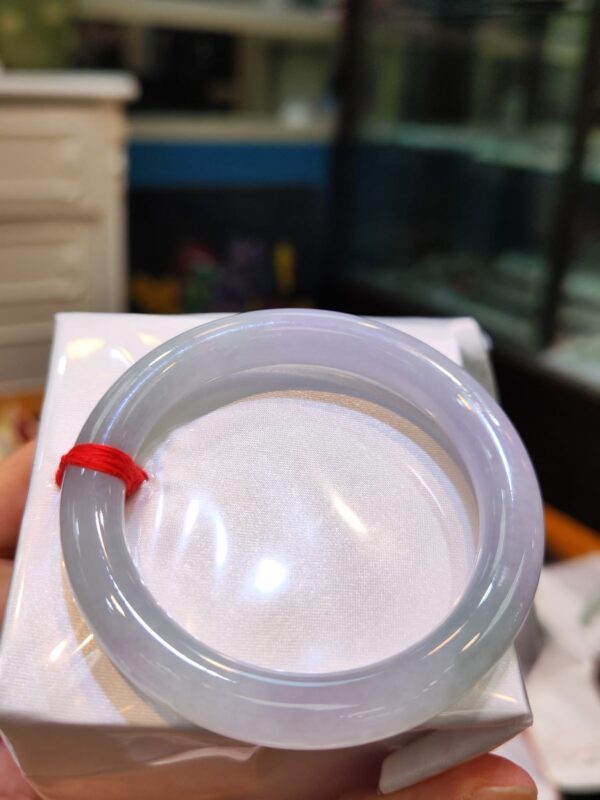 🌸 冰種淡紫羅蘭春彩圓骨正圈手鐲｜天然緬甸玉A貨 🌸