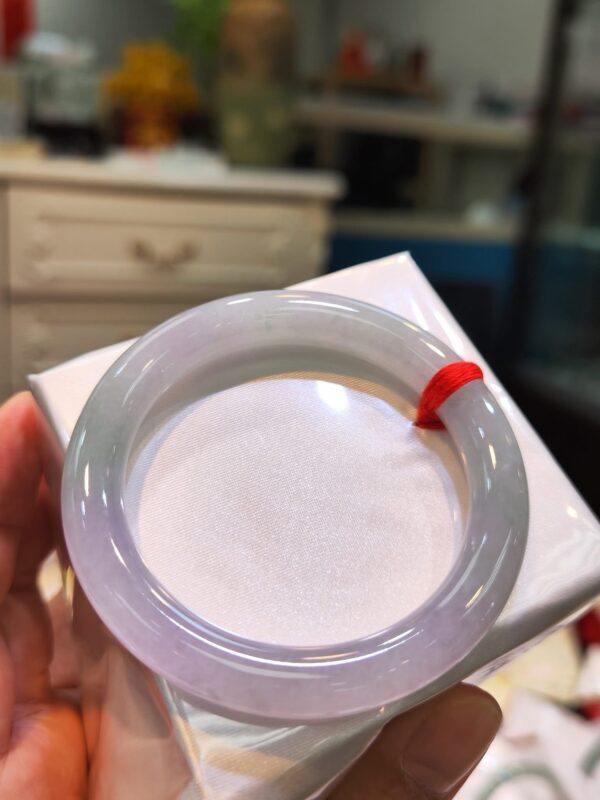 🌸 冰種淡紫羅蘭春彩圓骨正圈手鐲｜天然緬甸玉A貨 🌸