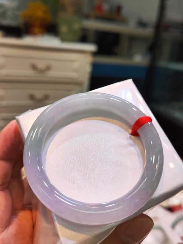 🌸 冰種淡紫羅蘭春彩圓骨正圈手鐲｜天然緬甸玉A貨 🌸