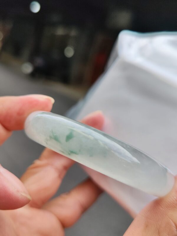 💎天然緬甸玉A貨 冰種飄花正圈手鐲 💎