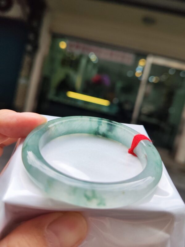 💎天然緬甸玉A貨 玻璃種飄花正圈手鐲 💎