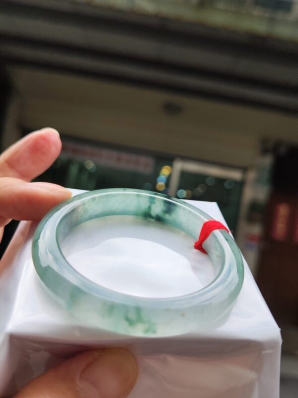 💎天然緬甸玉A貨 玻璃種飄花正圈手鐲 💎