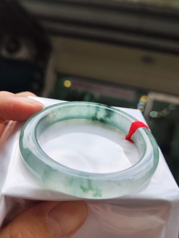 💎天然緬甸玉A貨 玻璃種飄花正圈手鐲 💎