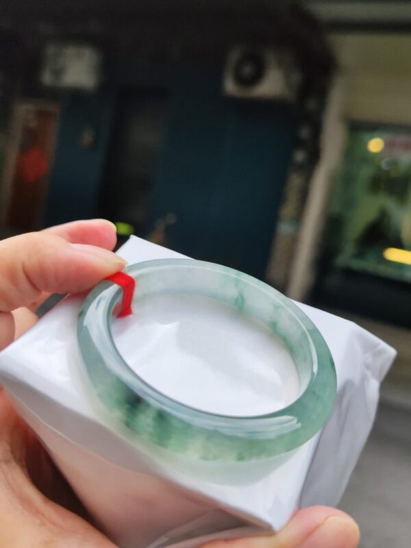 💎天然緬甸玉A貨 玻璃種飄花正圈手鐲 💎