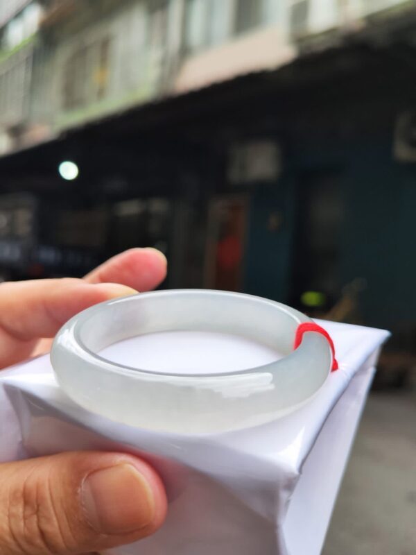 💎天然緬甸玉A貨 玻璃種白月光正圈手鐲 💎