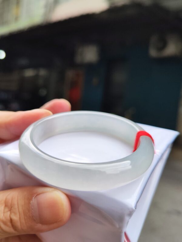💎天然緬甸玉A貨 玻璃種白月光正圈手鐲 💎