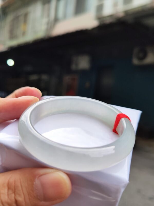 💎天然緬甸玉A貨 玻璃種白月光正圈手鐲 💎