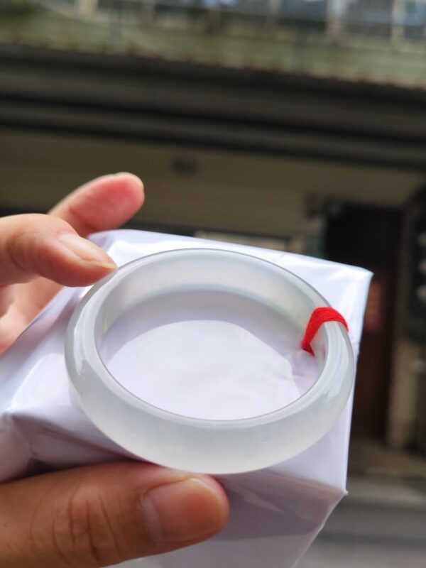 💎天然緬甸玉A貨 玻璃種白月光正圈手鐲 💎