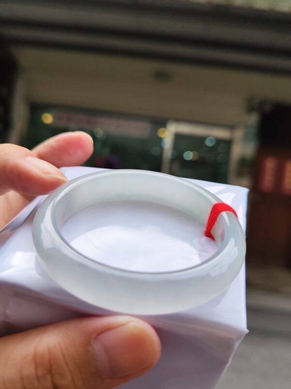 💎天然緬甸玉A貨 玻璃種白月光正圈手鐲 💎