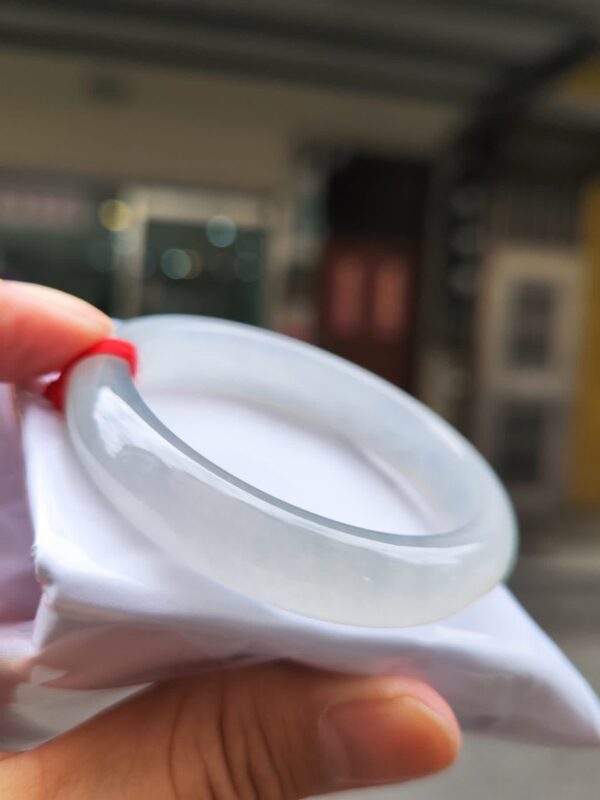 💎天然緬甸玉A貨 玻璃種白月光正圈手鐲 💎