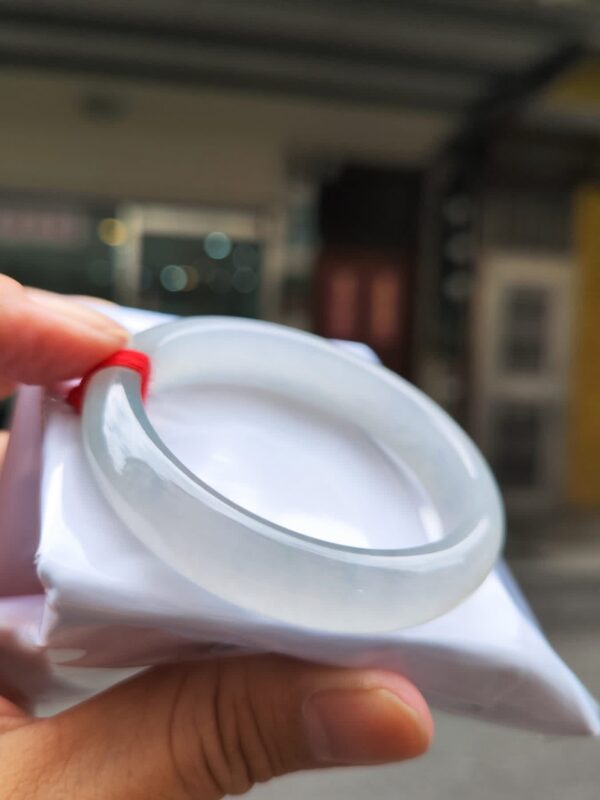 💎天然緬甸玉A貨 玻璃種白月光正圈手鐲 💎