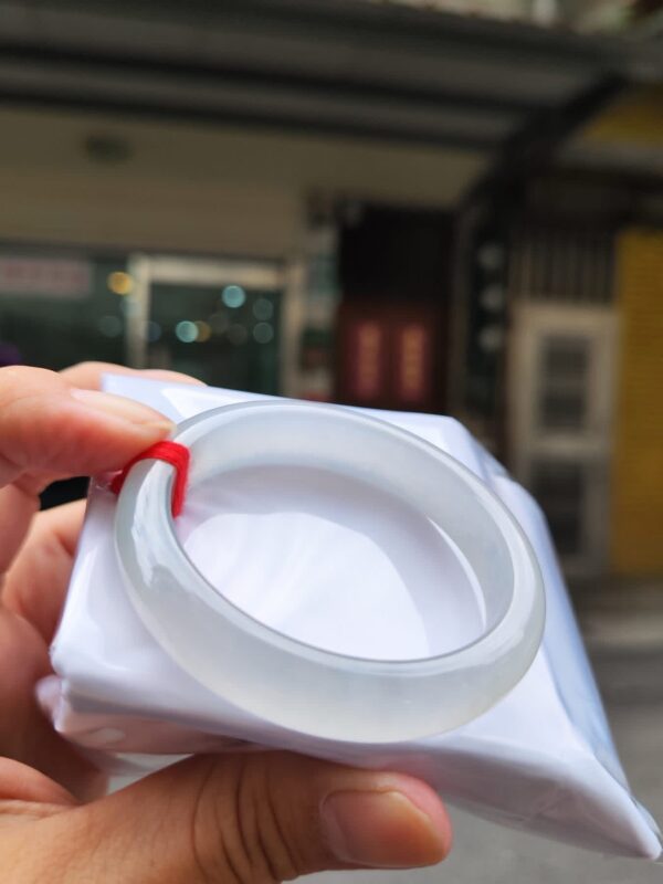 💎天然緬甸玉A貨 玻璃種白月光正圈手鐲 💎