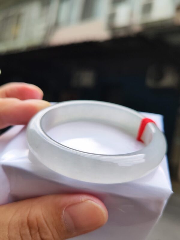 💎天然緬甸玉A貨 玻璃種白月光正圈手鐲 💎