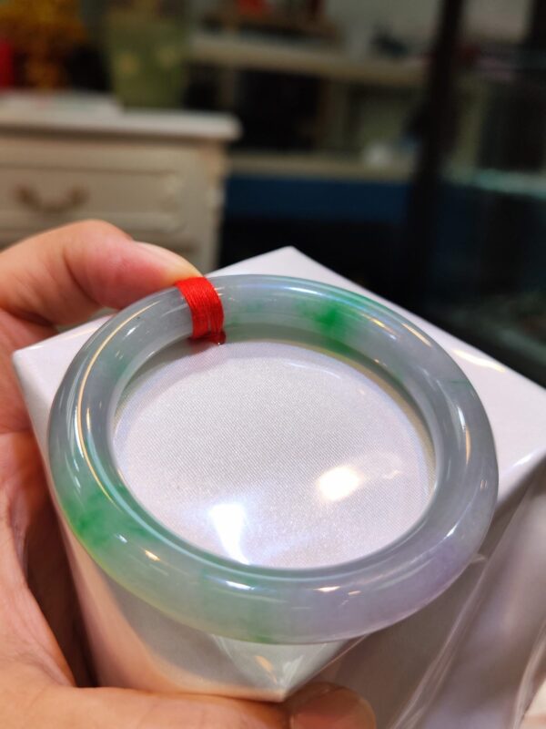 🌸 淡紫羅蘭春彩圓骨正圈手鐲｜天然緬甸玉A貨 🌸