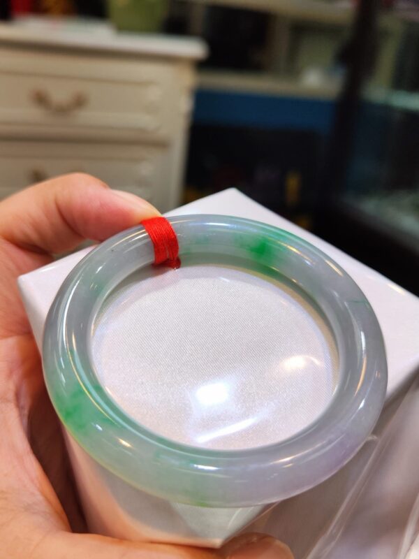 🌸 淡紫羅蘭春彩圓骨正圈手鐲｜天然緬甸玉A貨 🌸