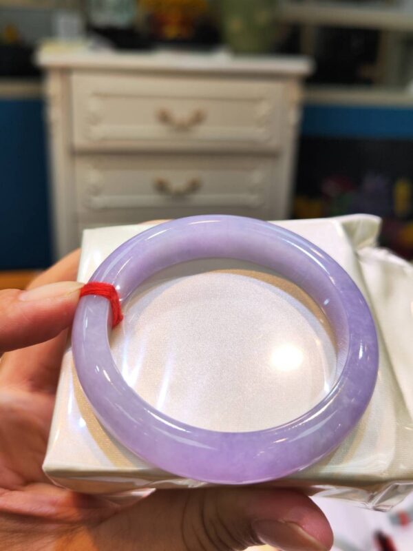 🌸 濃豔粉紫羅蘭滿色正圈手鐲｜天然緬甸玉A貨 🌸