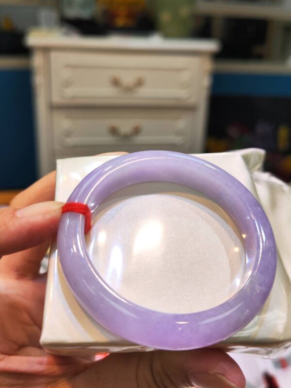 🌸 濃豔粉紫羅蘭滿色正圈手鐲｜天然緬甸玉A貨 🌸