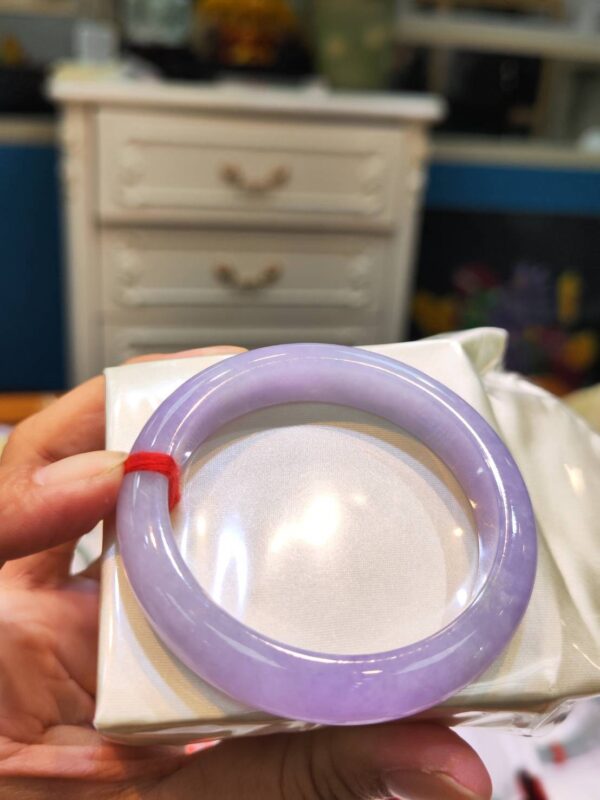 🌸 濃豔粉紫羅蘭滿色正圈手鐲｜天然緬甸玉A貨 🌸